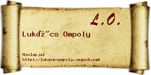 Lukács Ompoly névjegykártya